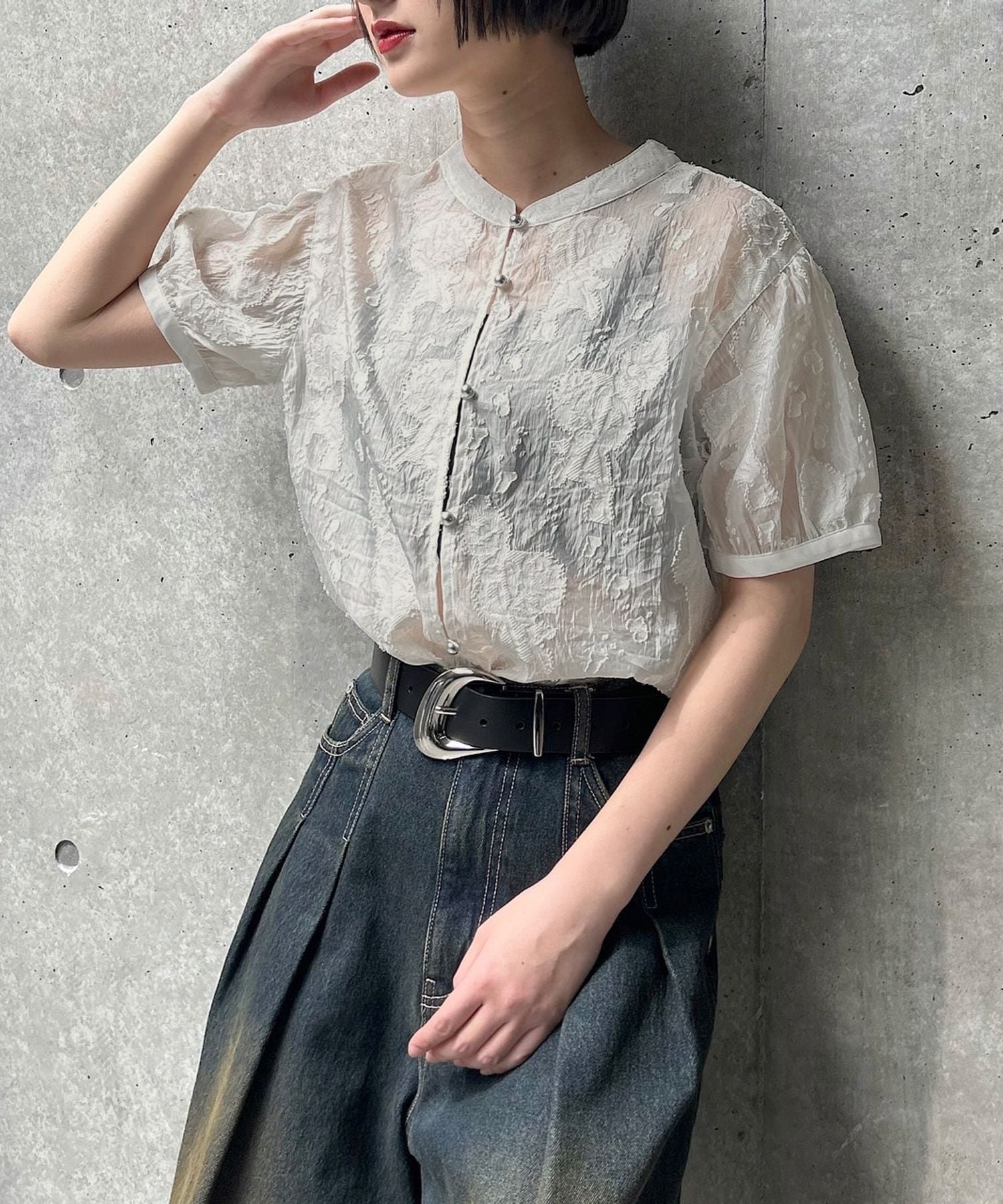 PAGEBOY 2WAYレースアップブラウス(半袖) ページボーイ トップス シャツ・ブラウス ホワイト ネイビー ブラック