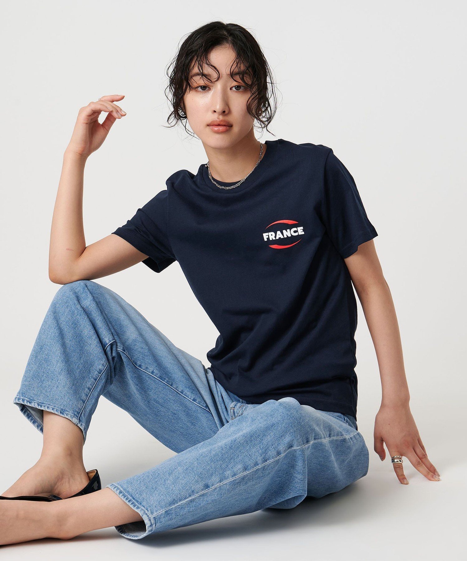【SALE／45%OFF】UNITED ARROWS ＜Les Petits Basics＞FRANCE プリントTシャツ ユナイテッドアローズ トップス カットソー・Tシャツ ネイビー【送料無料】