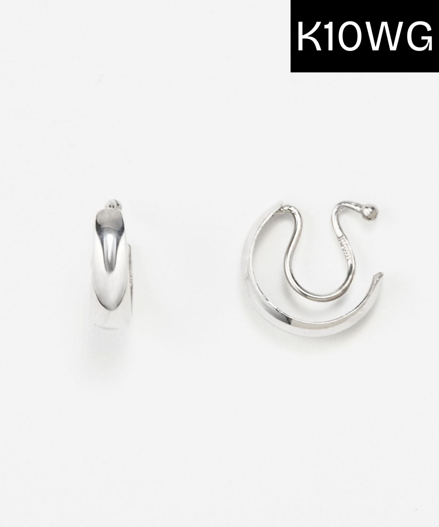 JUPITER 【K10WG】パフィーフープイヤリング/金属アレルギー対応 ニッケルフリー ジュエルアディクト アクセサリー・腕時計 イヤリング・イヤーカフ シルバー【送料無料】