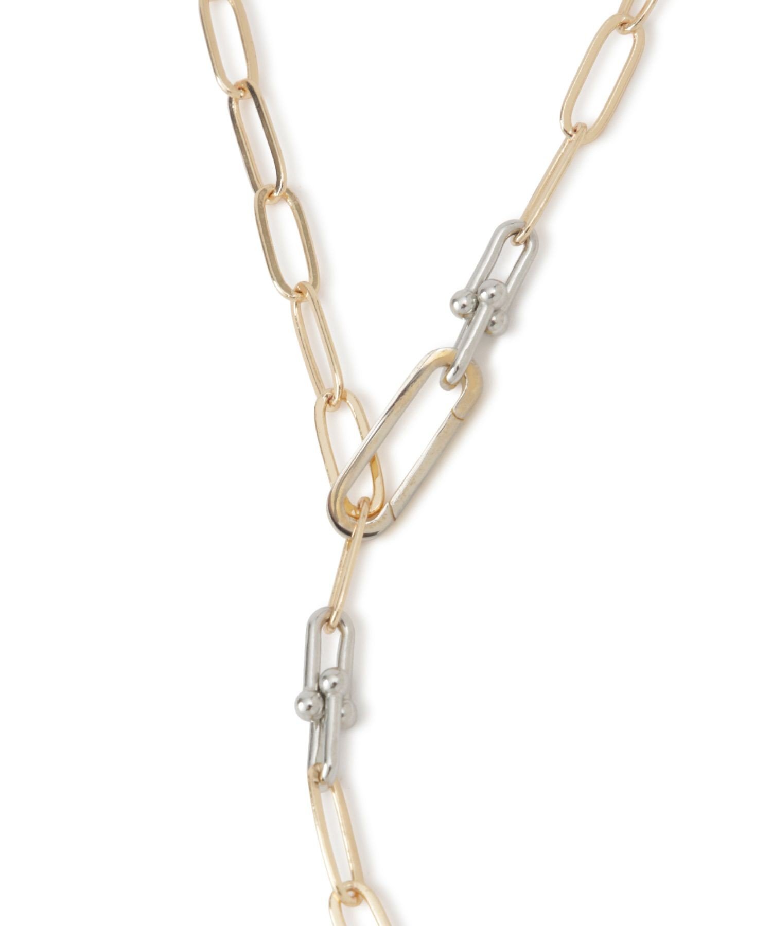 ADAM ET ROPE' FEMME EO PC MIX CHAIN NECKLACE with MIRROR BALL アダムエロペ アクセサリー・腕時計 その他のアクセサリー・腕時計 ゴールド【送料無料】