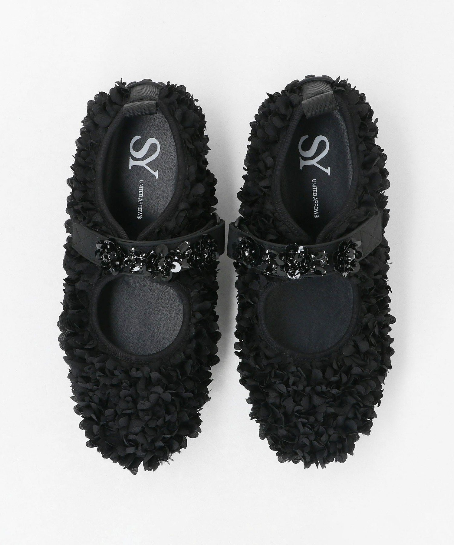 SY UNITED ARROWS ＜SY＞ フラワービジューベルクロ フラット20↑ オデット エ オディール シューズ・靴 パンプス ブラック【送料無料】