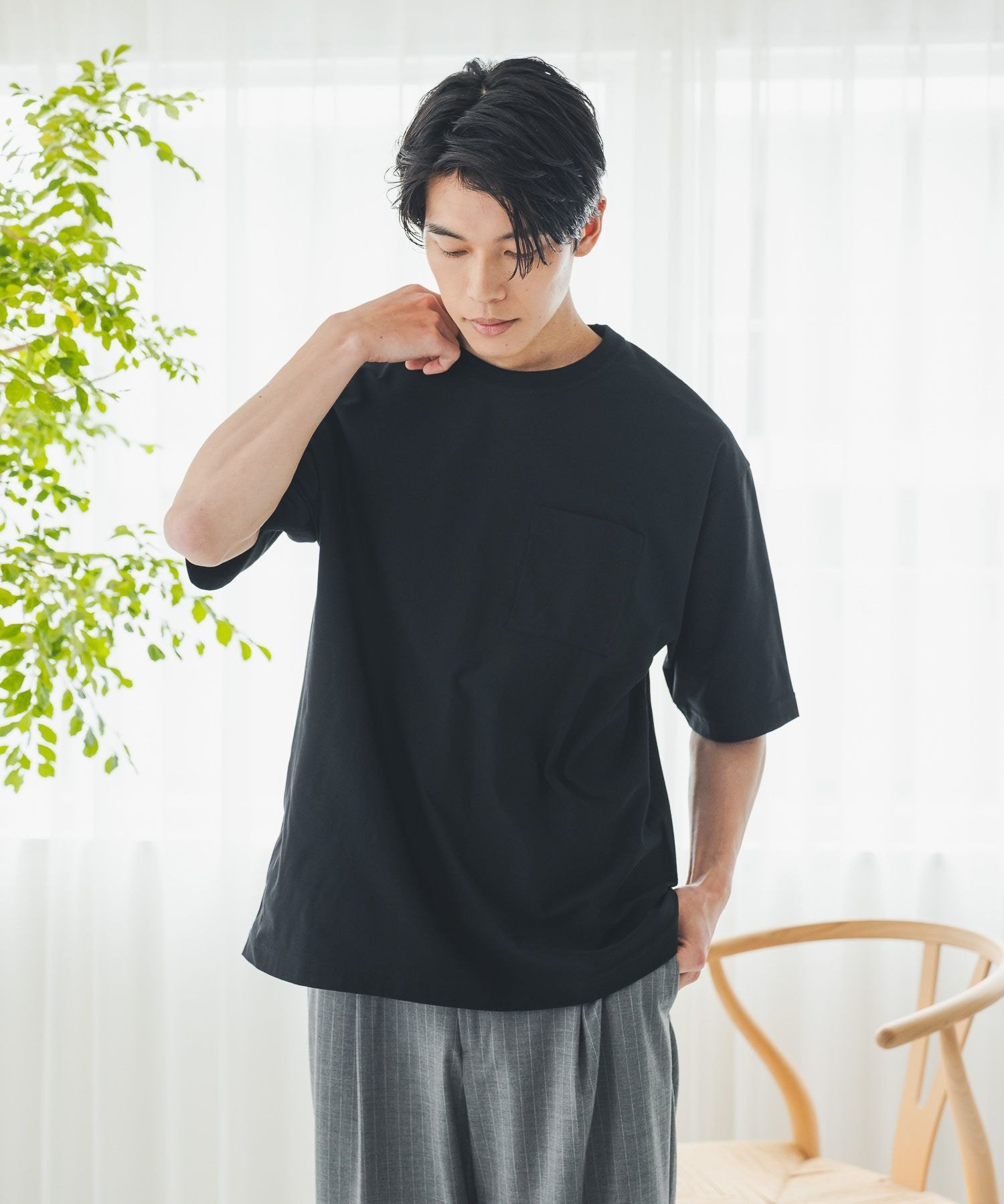 サラサラ快適DRYポケットTシャツ/636404 グローバルワーク トップス カットソー・Tシャツ ホワイト グリーン ブラック ブラウン イエロー