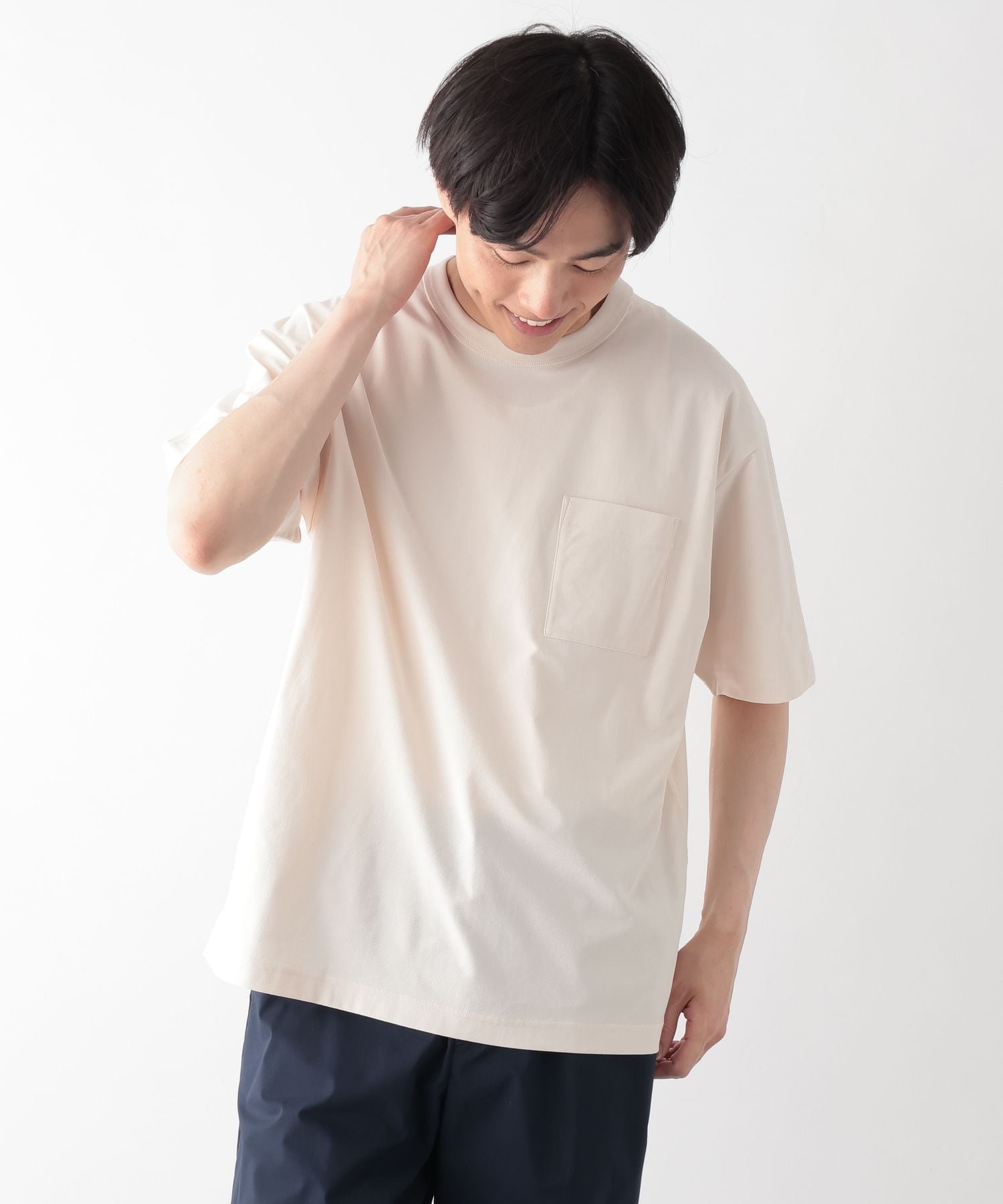 サラサラ快適DRYポケットTシャツ/636404 グローバルワーク トップス カットソー・Tシャツ ホワイト グリーン ブラック ブラウン イエロー