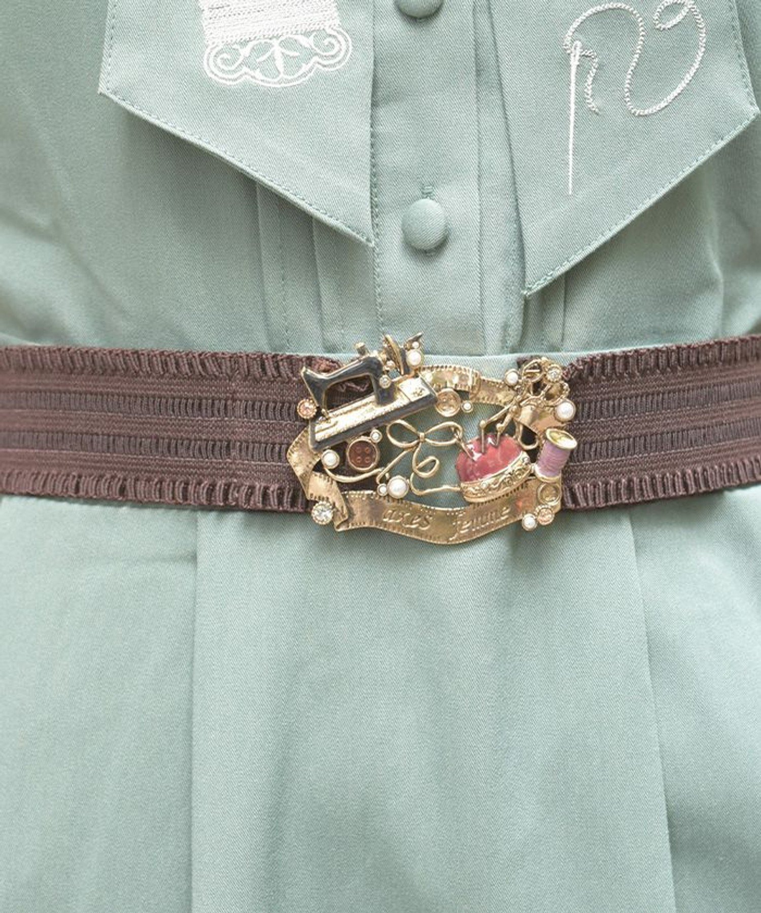 axes femme ソーイングモチーフゴムベルト アクシーズファム ファッション雑貨 ベルト ゴールド シルバー