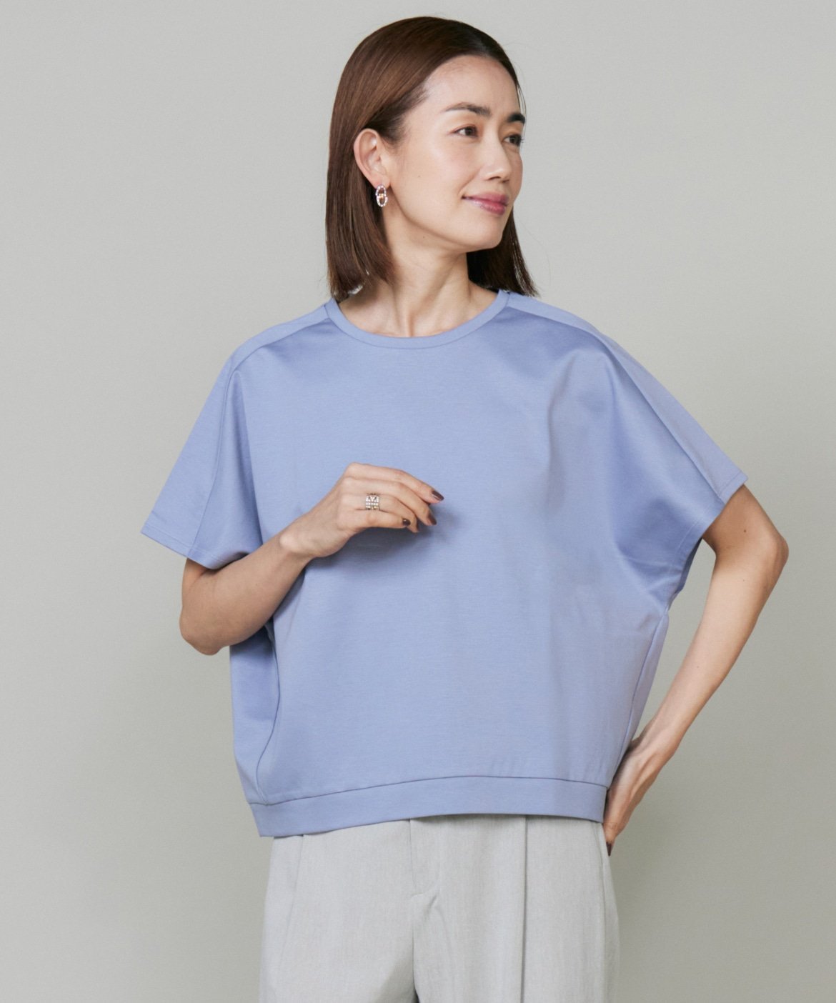 7-IDconcept. ドルマンスリーブプルオーバー《日本製》 セブンアイディコンセプト トップス カットソー・Tシャツ ブルー ブラック ホワイト グリーン