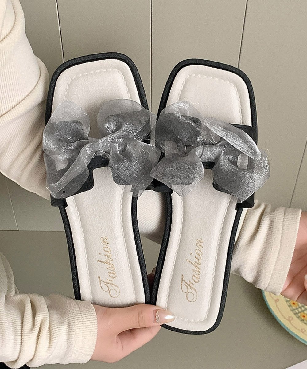 【SALE／39%OFF】miniministore ミュールサンダル リボン スクエアトゥ ミニミニストア シューズ・靴 サンダル ホワイト ブラック