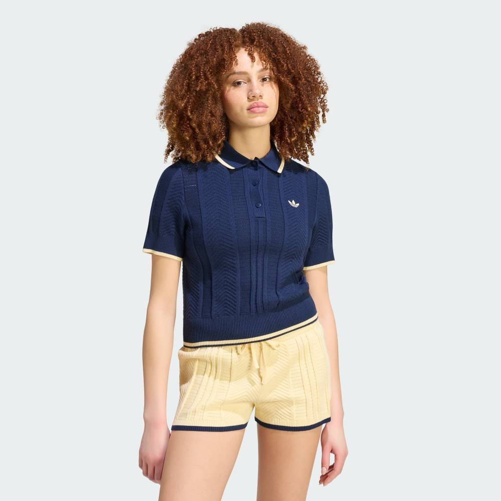 adidas 【公式】アディダス adidas 返品可 ケーブル ニット カリ Tシャツポロ アディダス トップス ポロシャツ ブルー【送料無料】