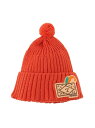 【SALE／60%OFF】moimoln moimoln/ポンポン付ニット帽 モイモルン 帽子 ニット帽・ビーニー オレンジ ブラウン