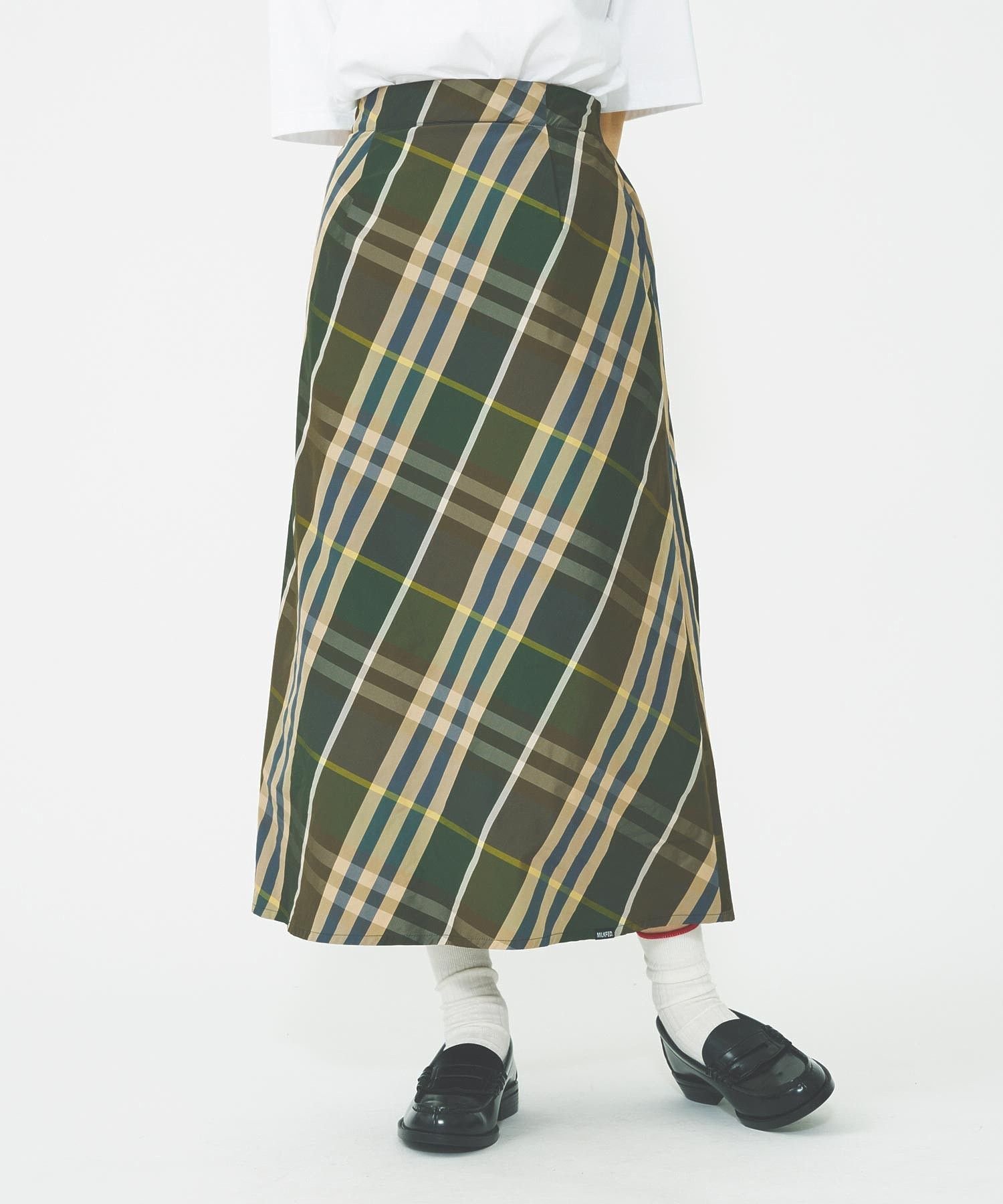 MILKFED. PLAID LONG SKIRT ミルクフェド スカート その他のスカート グレー カーキグリーン