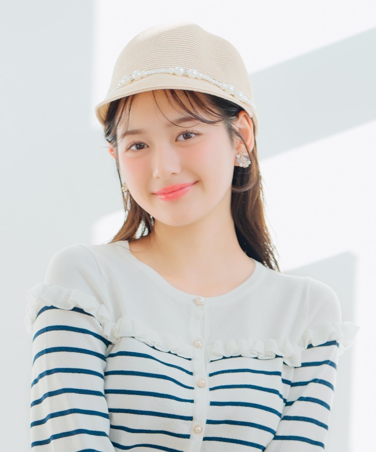 【SALE／50%OFF】WILLSELECTION パール付きストローキャップ ウィルセレクション 帽子 ハット ベージュ ブラック