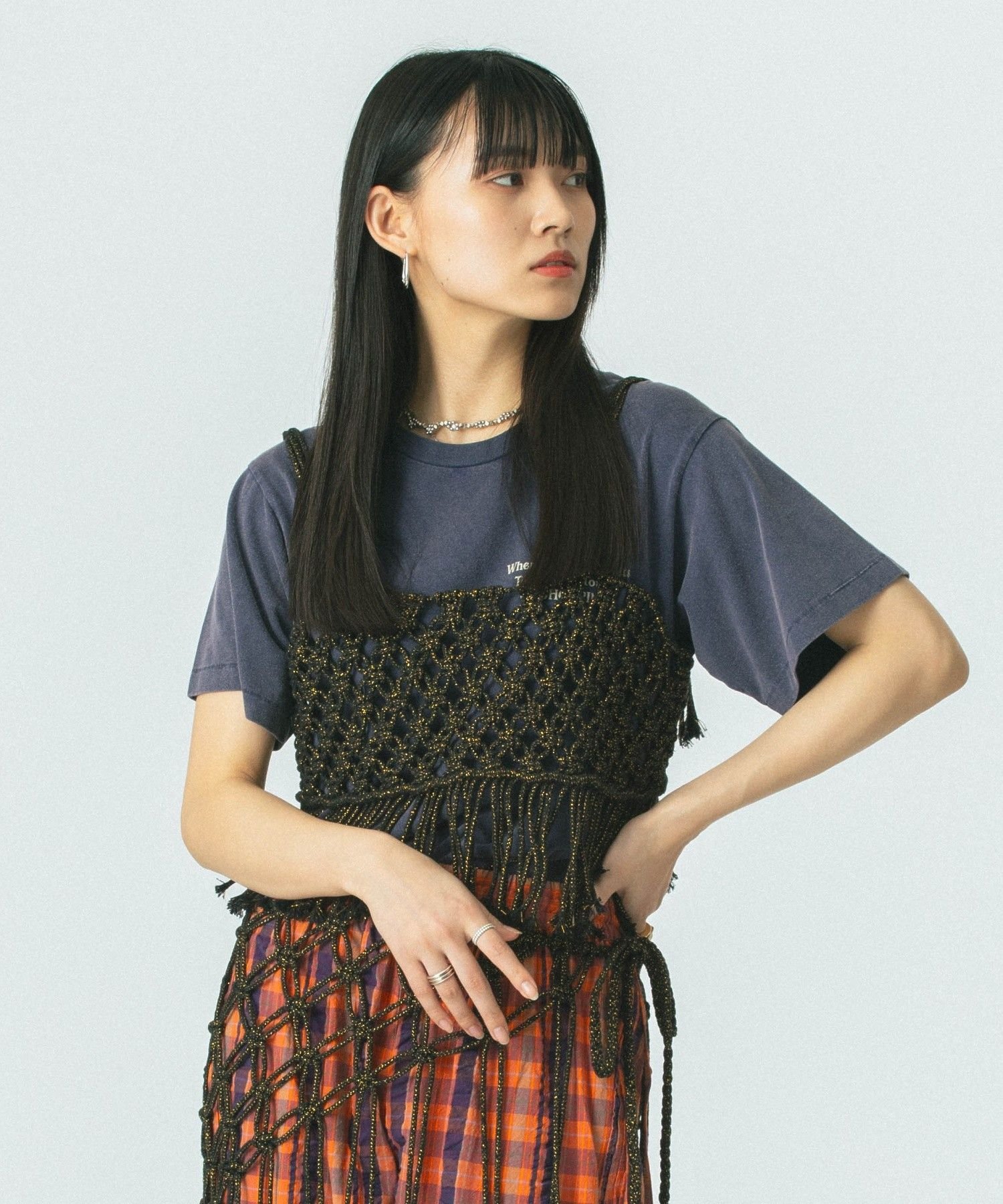 ROSE BUD MACRAME BUSTIER ローズバッド トップス ニット ホワイト ブラック