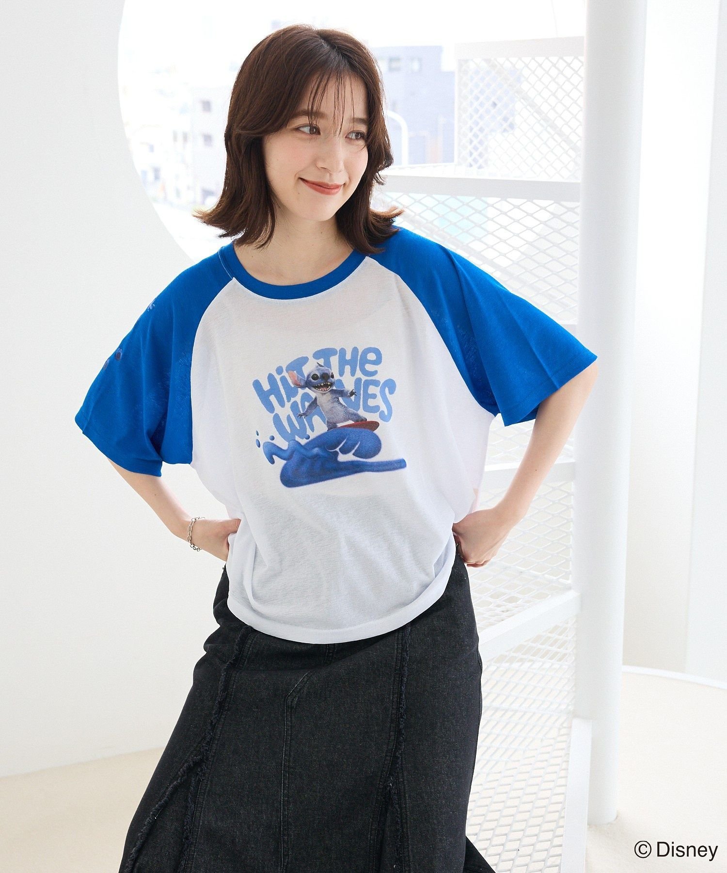 【SALE／60%OFF】Green Parks スティッチ/シアー半袖ラグランTシャツ グリーンパークス トップス カットソー・Tシャツ グリーン ブルーのサムネイル