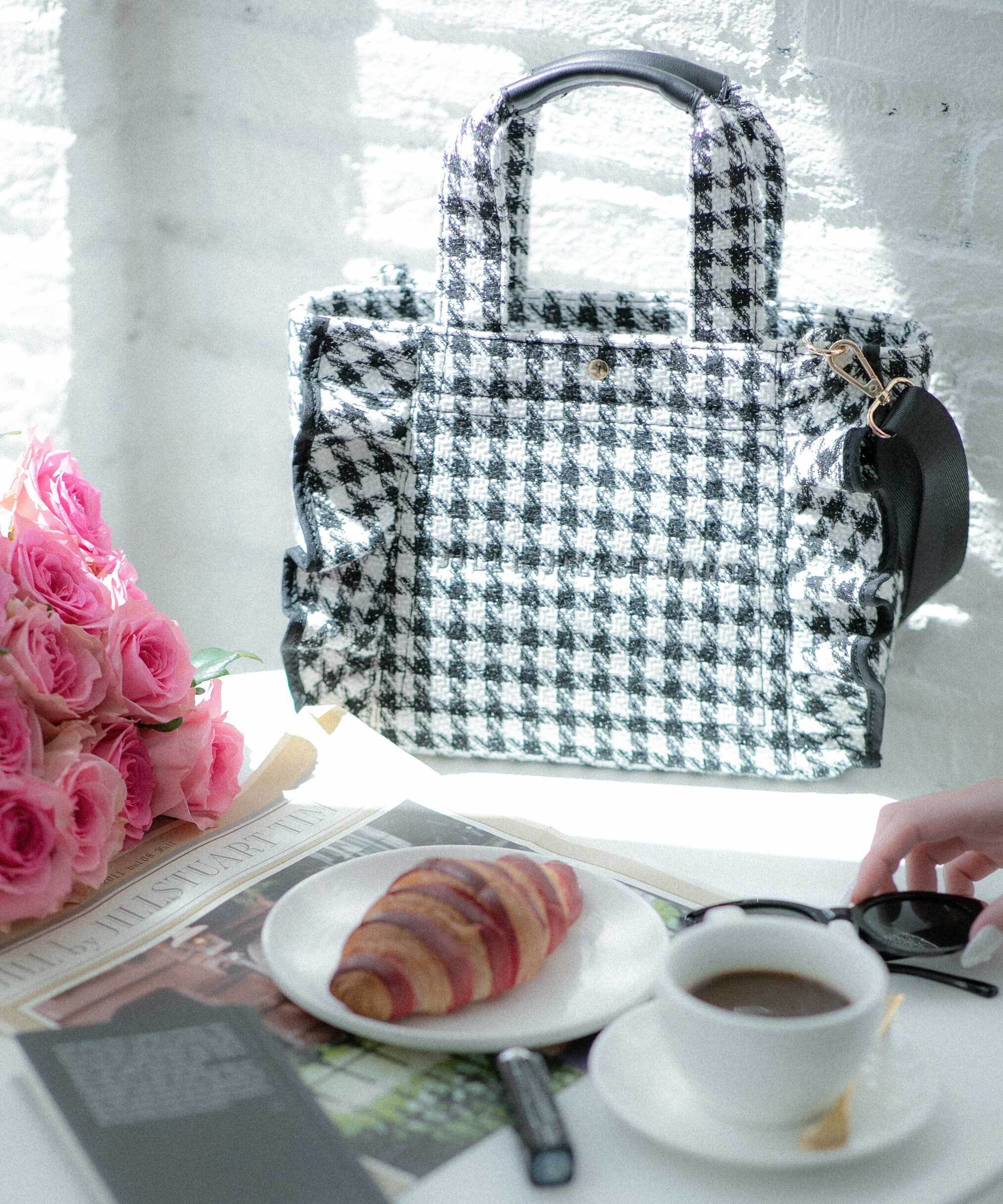 JILL by JILL STUART チドリツイードフリルトートバッグ ジル バイ ジル スチュアート バッグ その他のバッグ ピンク ブラック【送料無料】