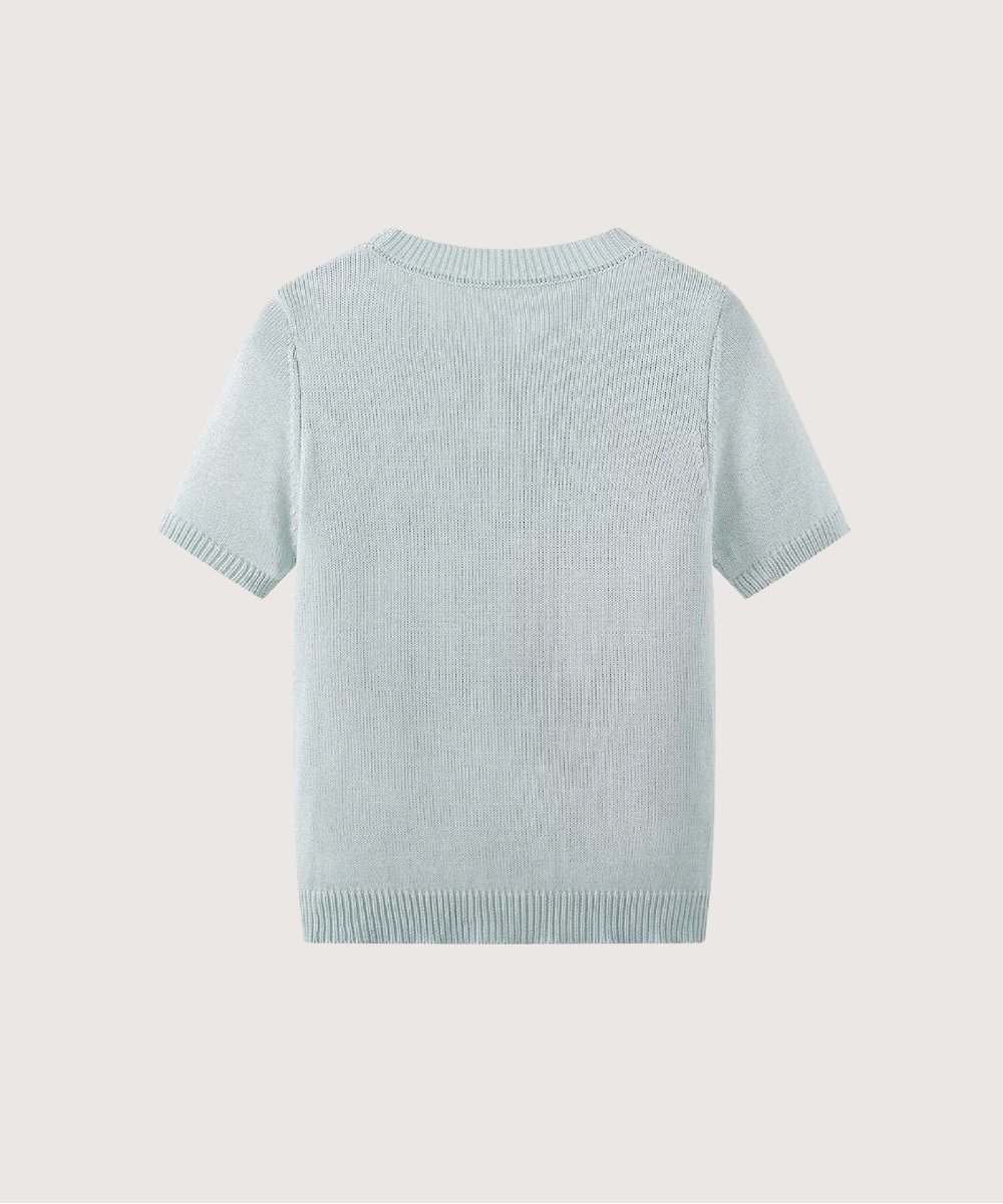 les fees love filles Mint Crochet Flower Knit T ラポミ・プチ トップス カットソー・Tシャツ グリーン