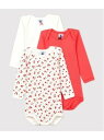 【SALE／30%OFF】PETIT BATEAU (K)長袖ボディ3枚組 プチバトー マタニティー/ベビー ロンパース/カバーオール その1