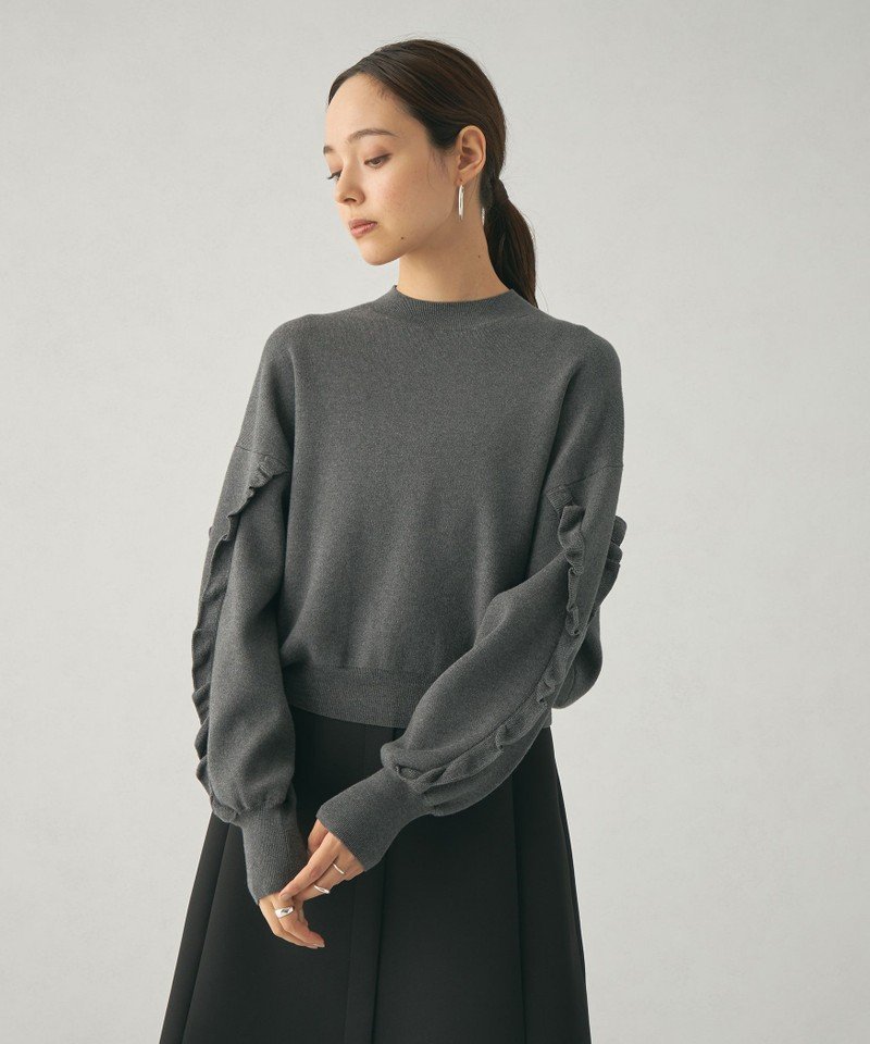 UNITED ARROWS green label relaxing ＜EMMEL REFINES＞EM HW スウェットライク ソデフリル ニット プルオーバー ユナイテッドアローズ グリーンレーベルリラクシング トップス ニット グレー ブラック ホワイト【送料無料】のサムネイル