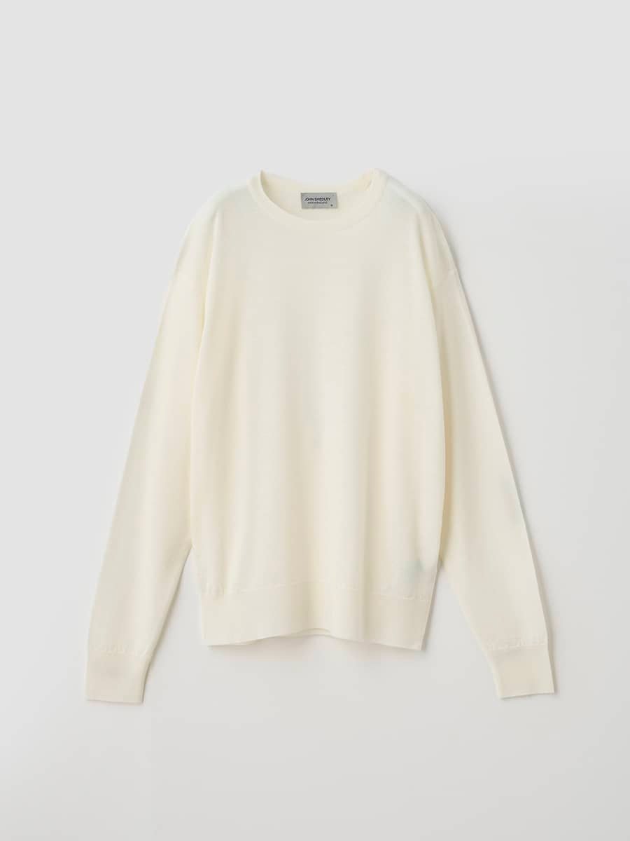 【SALE／20%OFF】JOHN SMEDLEY クルーネック長袖プルオーバー｜ EMMY ｜ 30G COMMON FIT ジョンスメドレー トップス ニット ホワイト【送料無料】