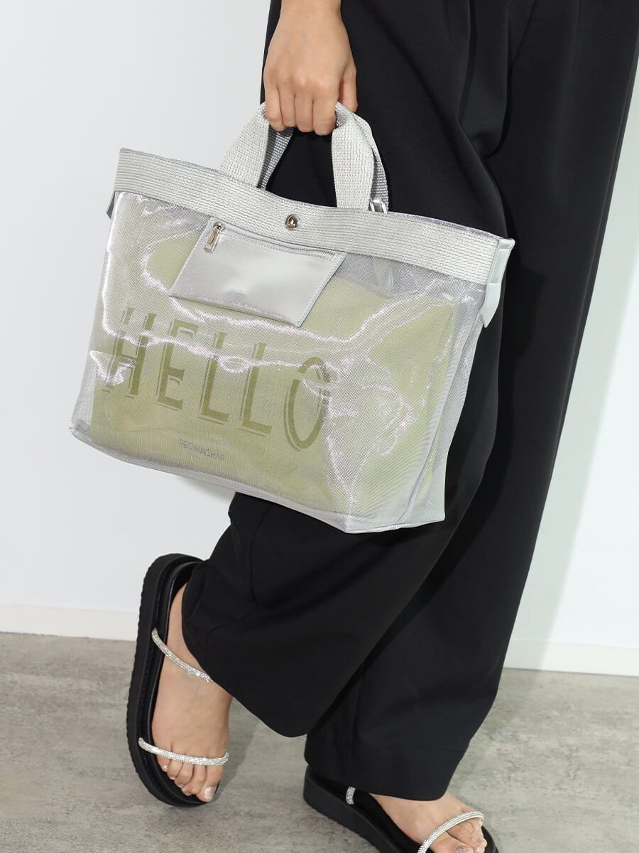 【SALE／38%OFF】nouer ロゴチュールラメバッグ ラシュッド バッグ トートバッグ シルバー ブラック【送料無料】のサムネイル