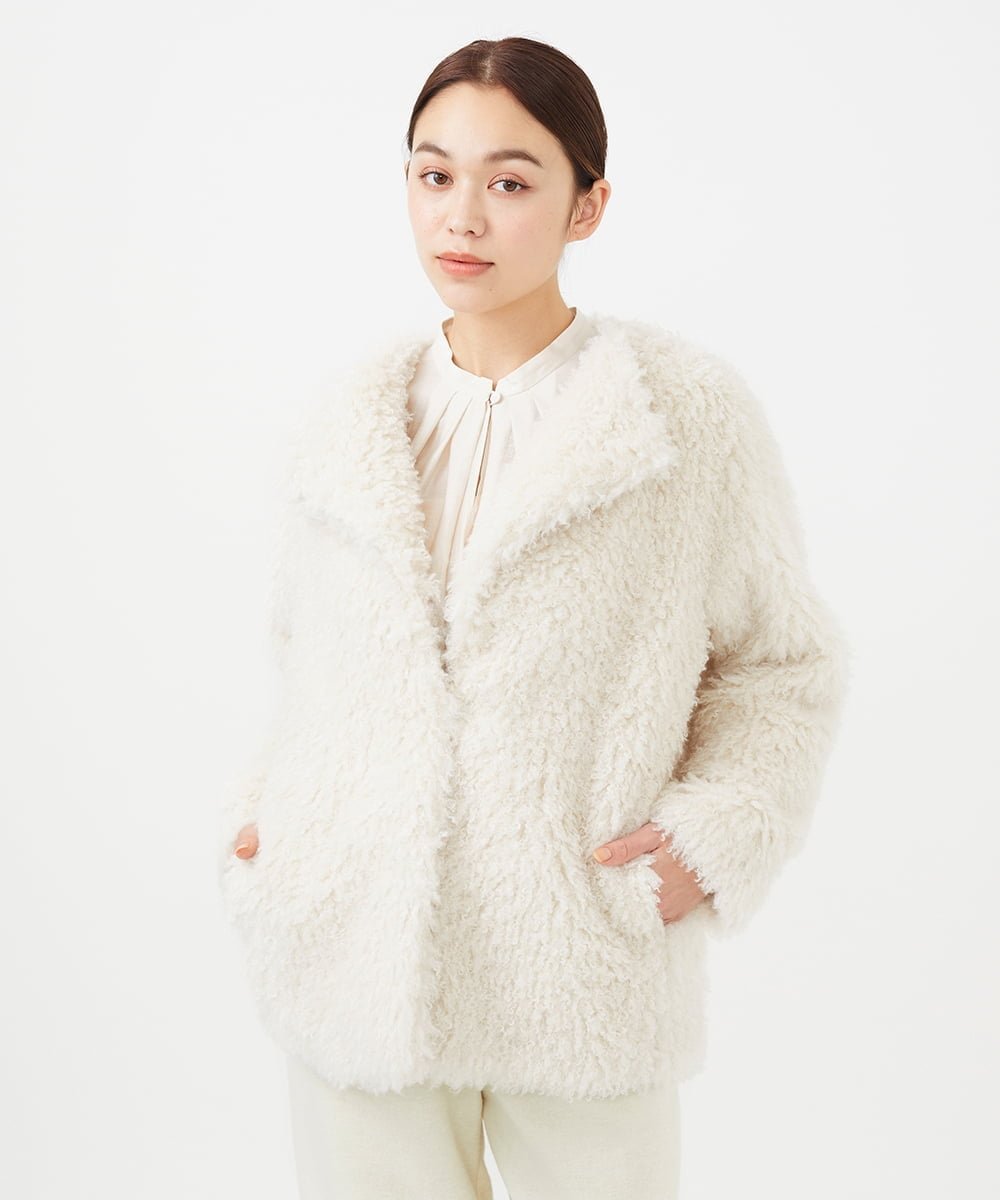 Sybilla 【PURE】ニードルパンチファーショートコート シビラ ジャケット・アウター その他のジャケット・アウター ホワイト