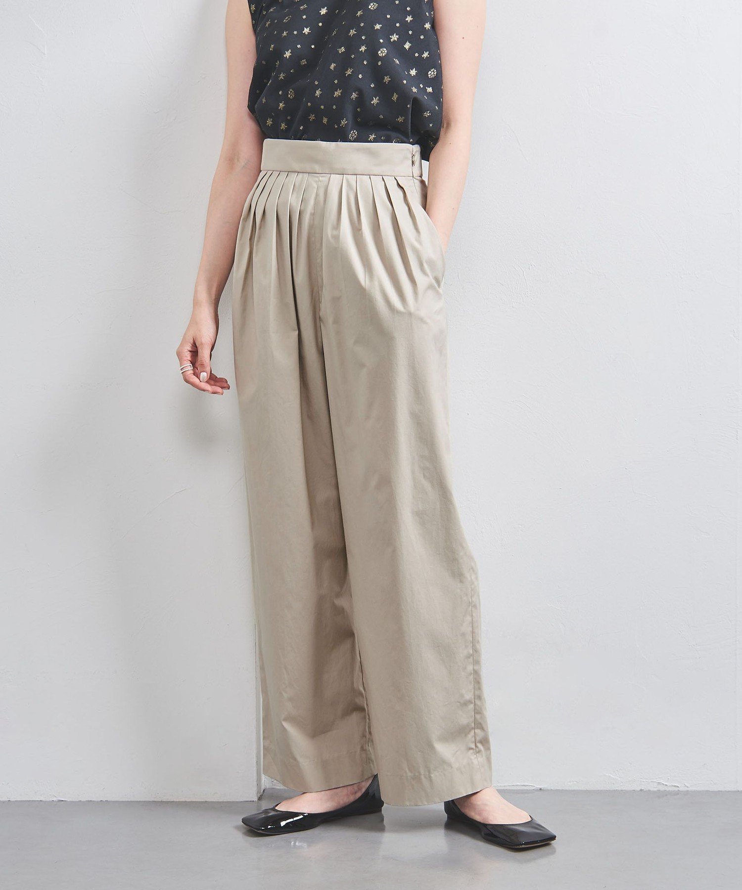 【SALE／70%OFF】UNITED ARROWS フロントタック ワイドパンツ ユナイテッドアローズ アウトレット パンツ その他のパンツ ピンク ブラック ベージュ【送料無料】