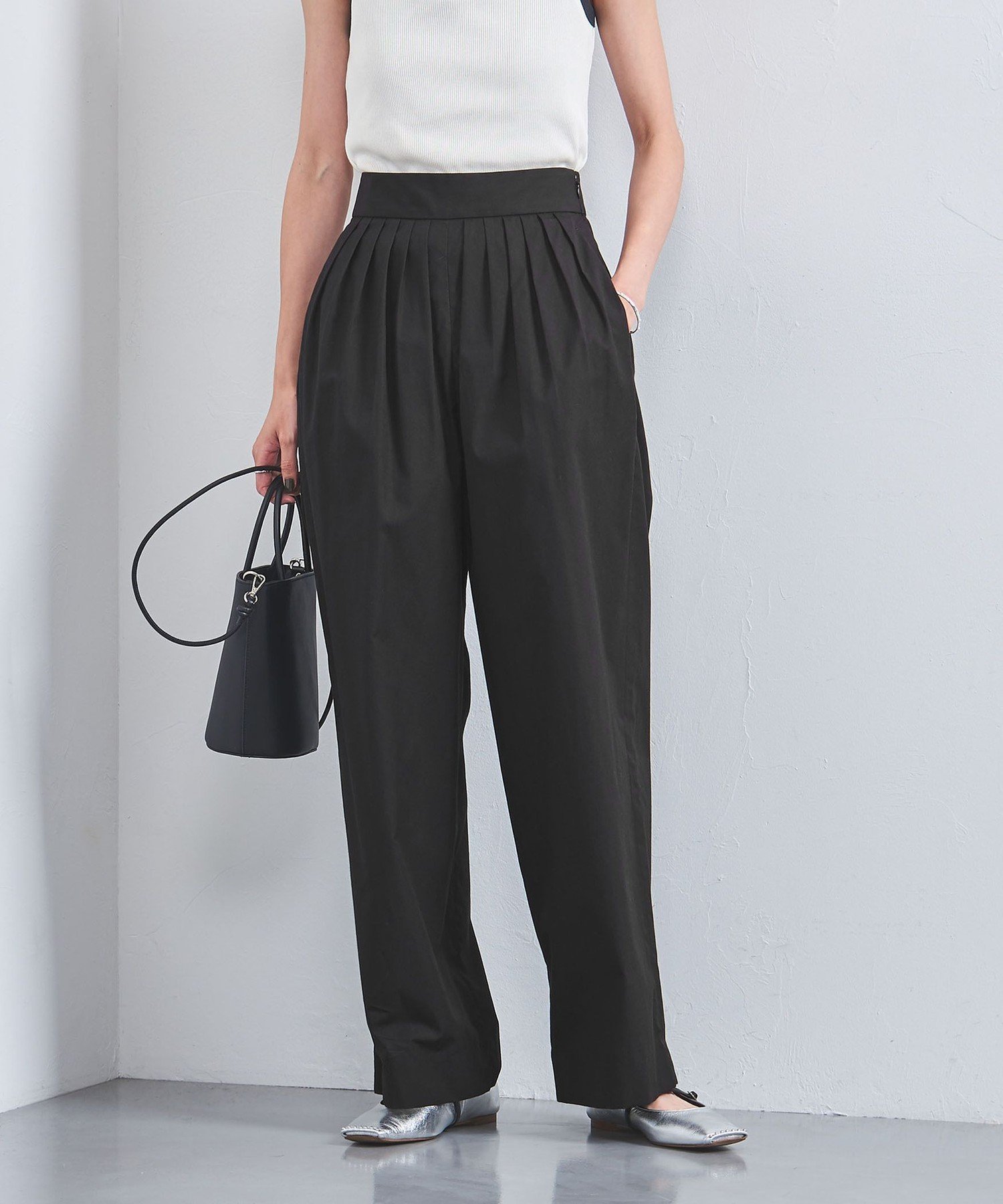 【SALE／70%OFF】UNITED ARROWS フロントタック ワイドパンツ ユナイテッドアローズ アウトレット パンツ その他のパンツ ピンク ブラック ベージュ【送料無料】