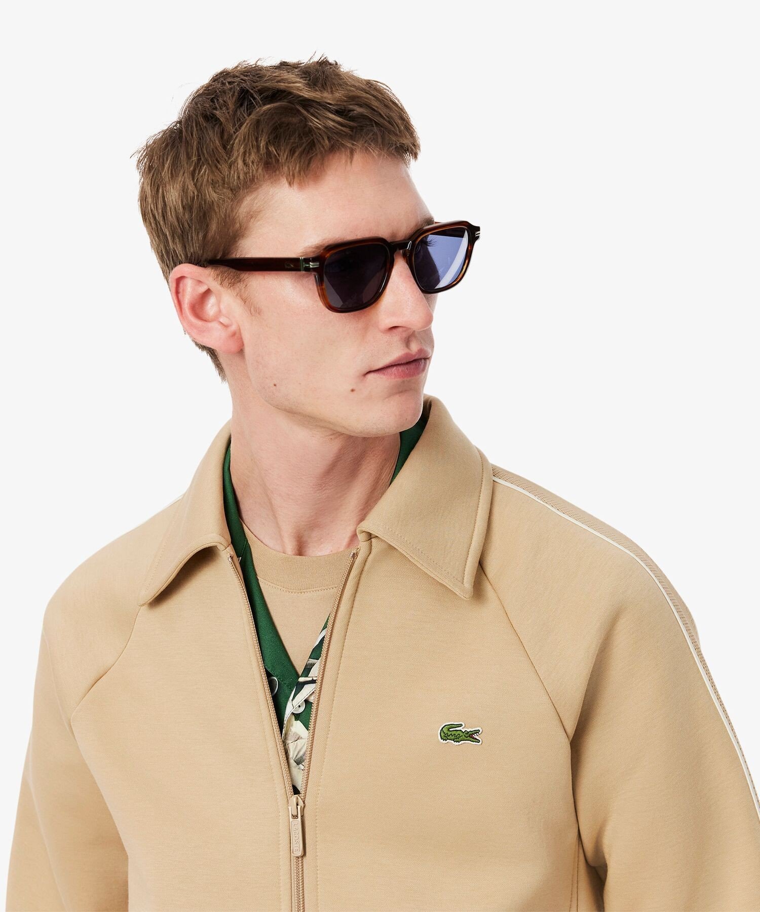 【SALE／40%OFF】LACOSTE ショルダーテーピングダブルフェイススェットブルゾン ラコステ トップス カーディガン ベージュ【送料無料】