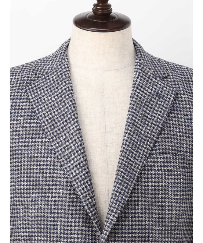 【SALE／30%OFF】Aquascutum MEN Wool Silk Houndstooth Jacket アクアスキュータム ジャケット・アウター テーラードジャケット・ブレザー ネイビー【送料無料】
