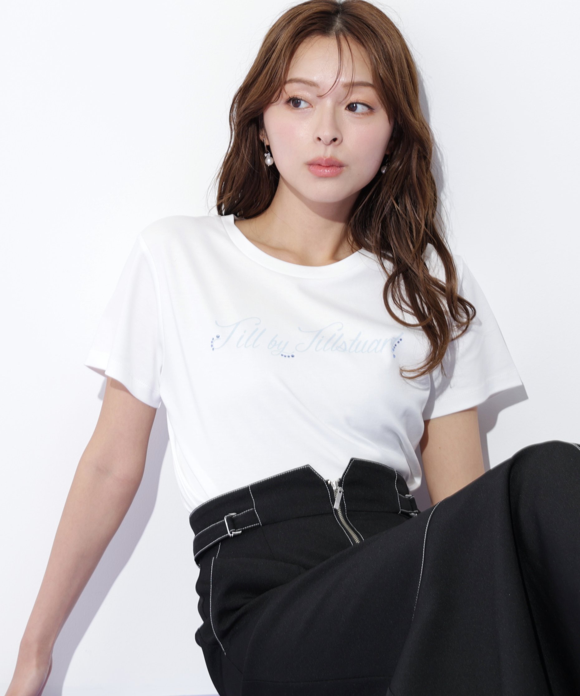 JILL by JILL STUART レタリングロゴTシャツ ジル バイ ジル スチュアート トップス カットソー・Tシャツ ピンク ホワイト ブラック パープル