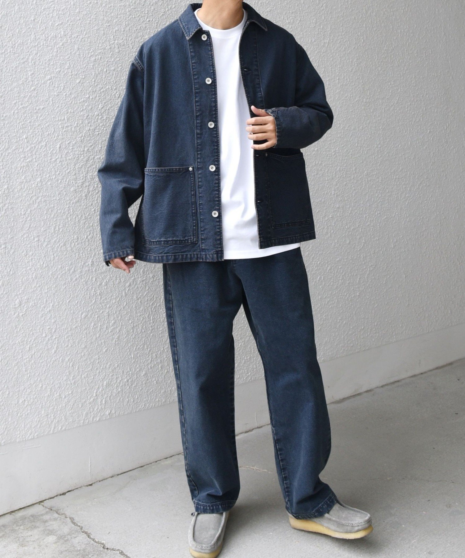 【SALE／30%OFF】SHIPS any SHIPS any: Cone Denim キャンバス デニム カバーオール (セットアップ対応)◇ シップス ジャケット・アウター デニムジャケット ホワイト ネイビー【送料無料】
