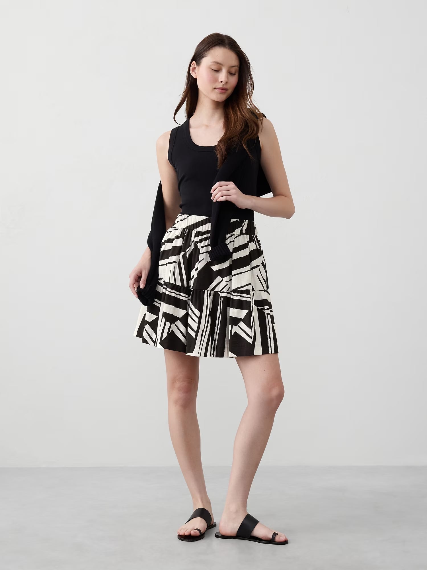 【SALE／60%OFF】BANANA REPUBLIC FACTORY STORE (W)BANANA REPUBLIC FACTORY STORE　　ティアード ミニスカート バナナ・リパブリック ファクトリーストアー スカート ミニスカート ブラック グリーン【送料無料】