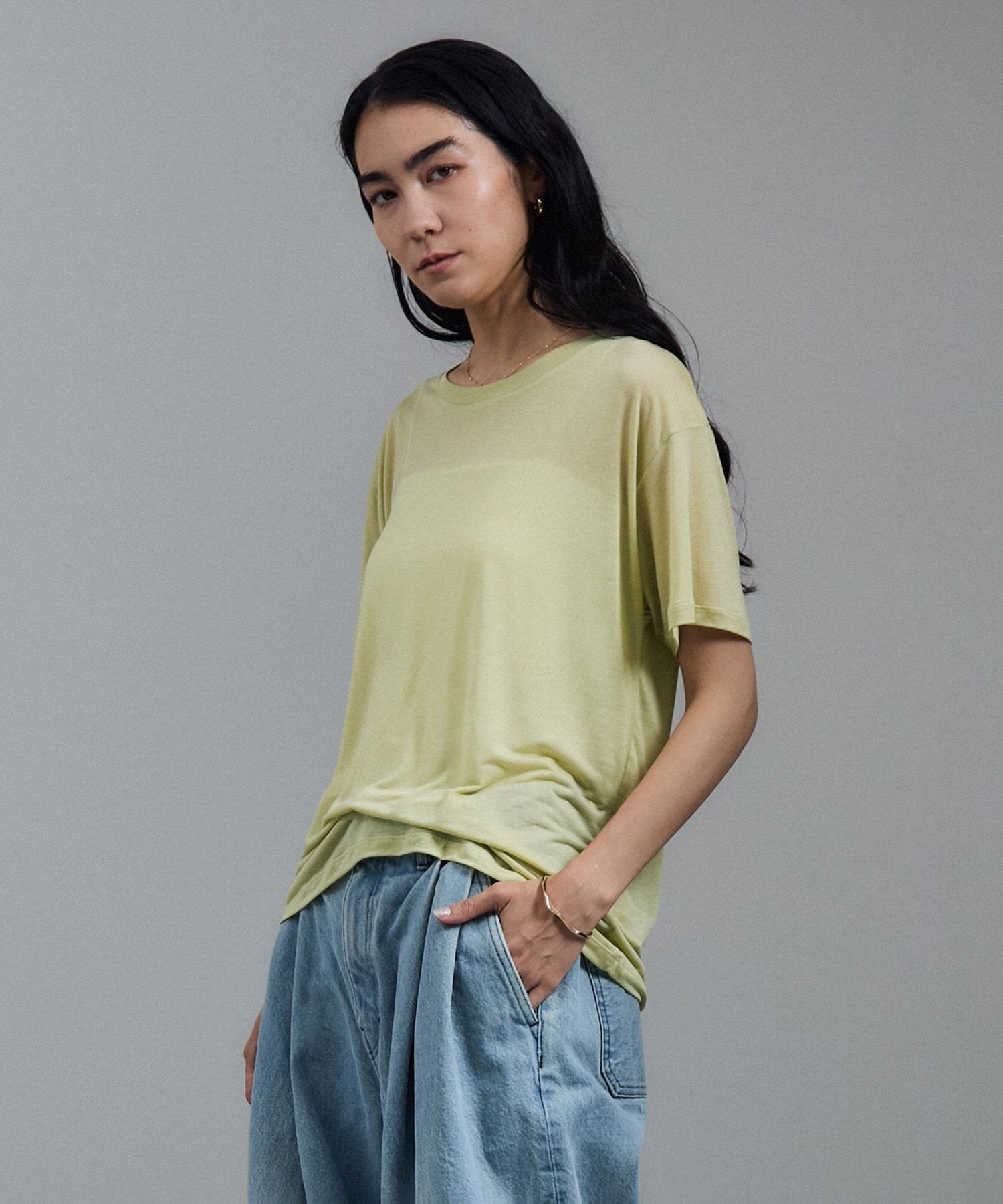 【SALE／40%OFF】SALON adam et rope' 【Baserange(ベースレンジ)】LOOSE TEE SHIRT サロン アダム エ ロペ トップス カットソー・Tシャツ グリーン【送料無料】