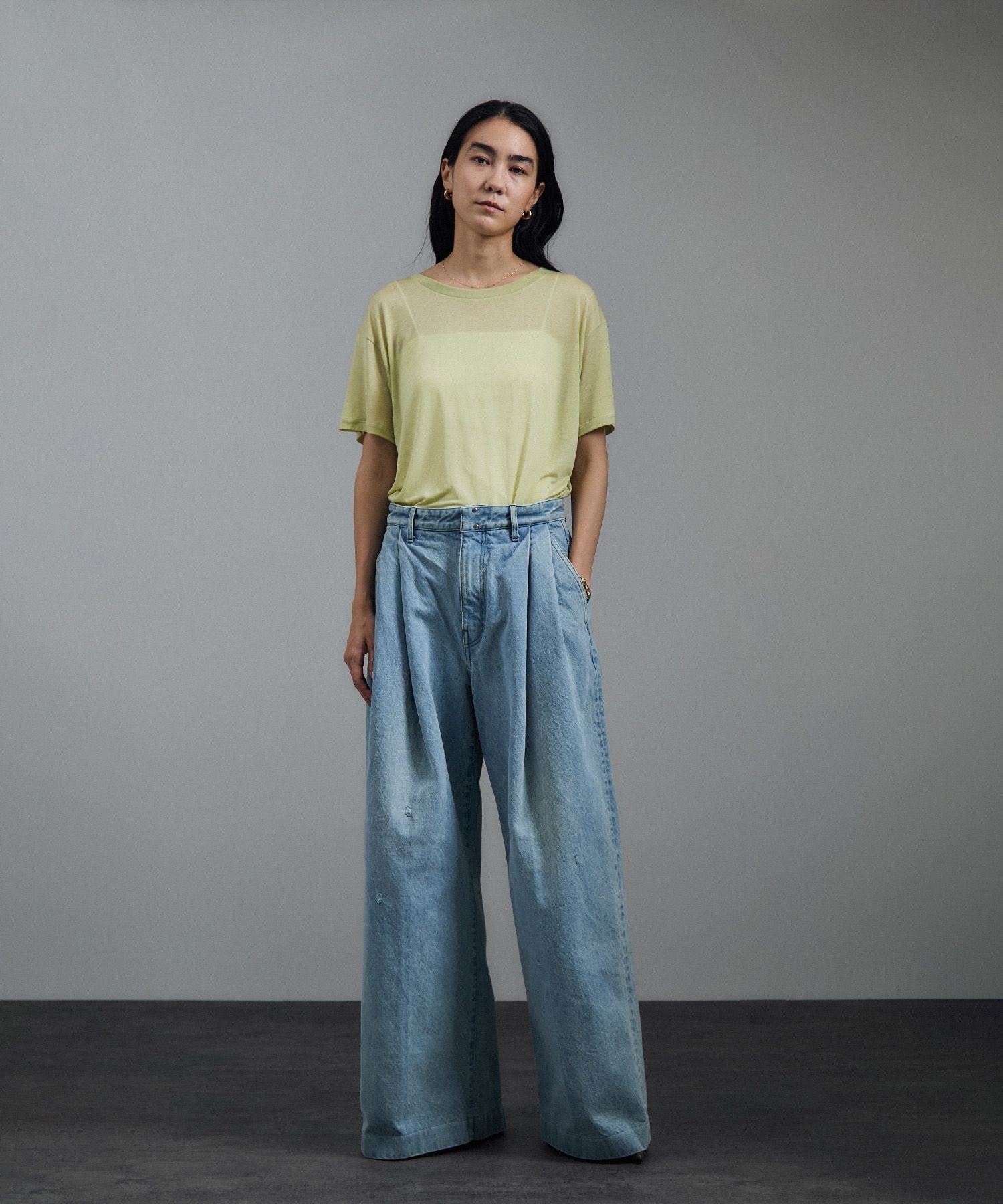 【SALE／40%OFF】SALON adam et rope' 【Baserange(ベースレンジ)】LOOSE TEE SHIRT サロン アダム エ ロペ トップス カットソー・Tシャツ グリーン【送料無料】