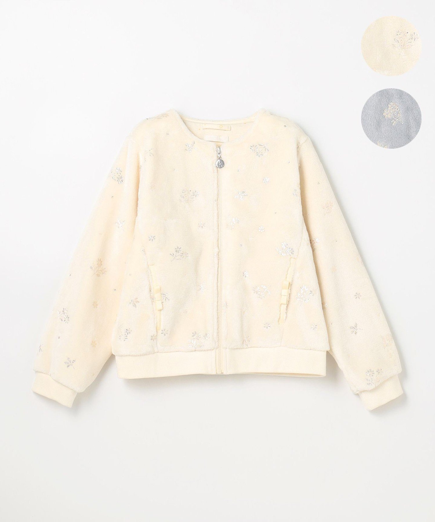 組曲 KIDS 【100cm】スノーフラワー ブルゾン クミキョク トップス パーカー・フーディー ホワイト【送..