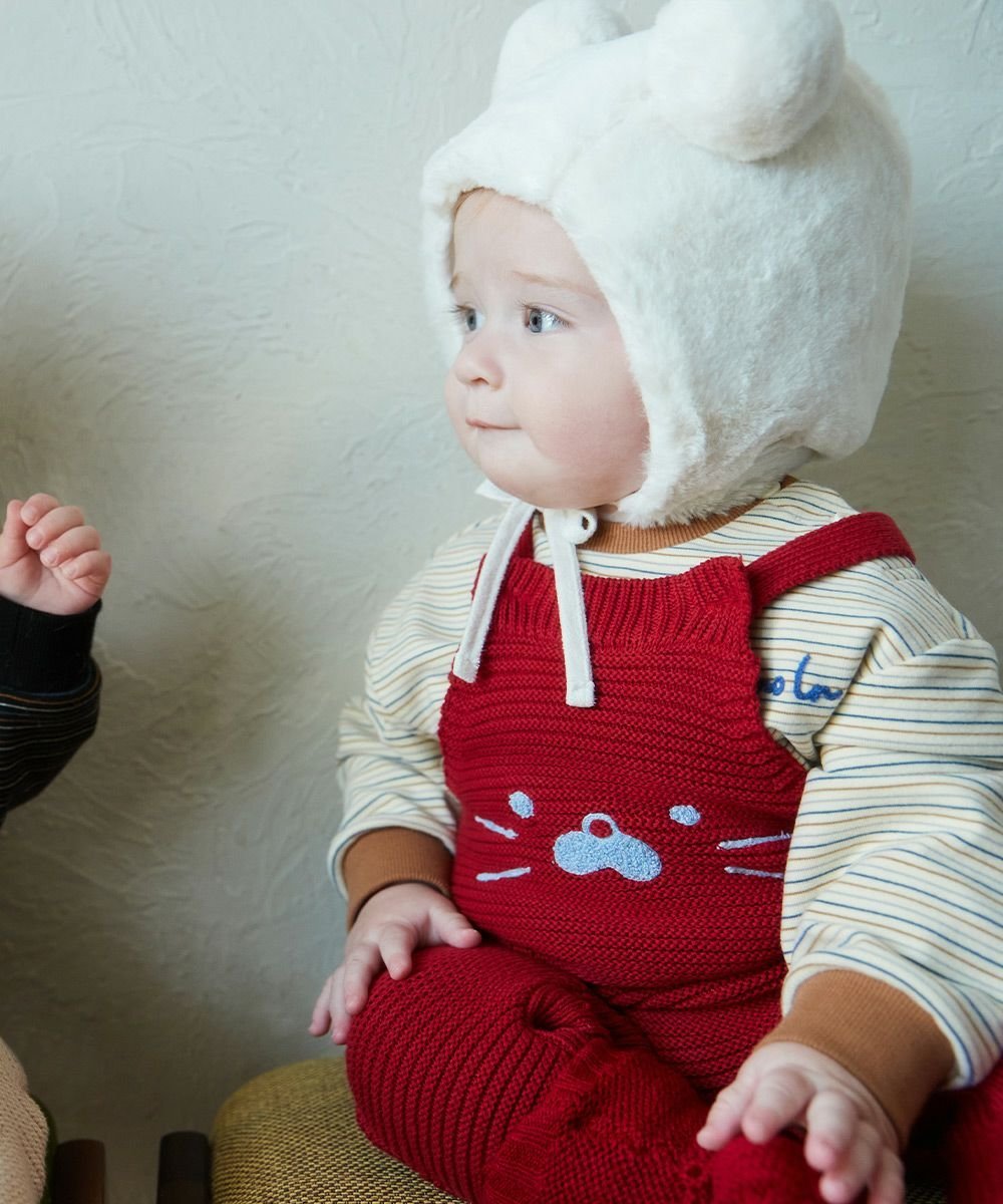 moimoln もこもこベアーフェイクファーボンネット帽 モイモルン マタニティウェア・ベビー用品 ベビー帽子 ホワイト【送料無料】