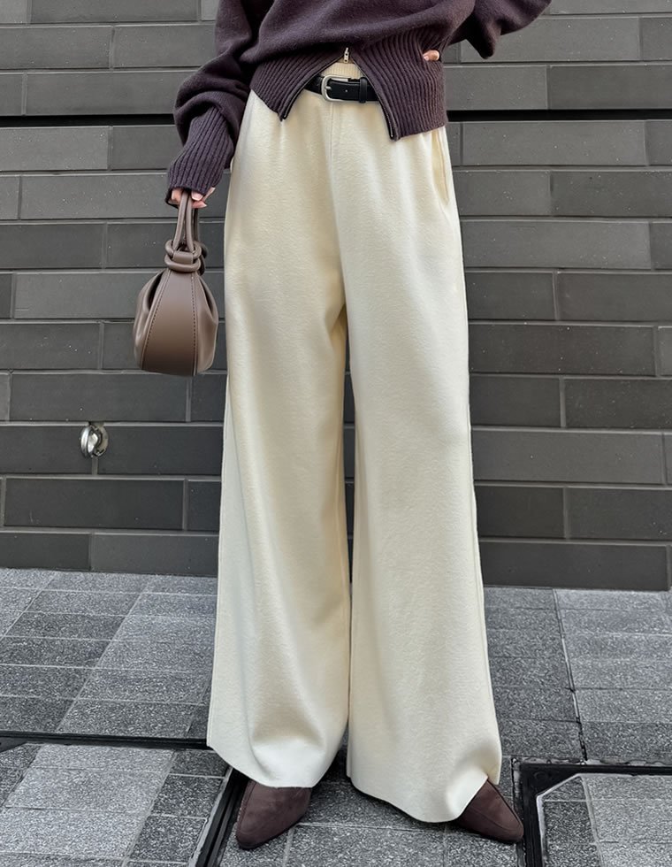 Re:EDIT ベルトループ付きニットパンツ リエディ パンツ その他のパンツ ブラウン ブラック グレー ホワイト【送料無料】 stylife-15483895 Rakuten Fashion サンプル画像2