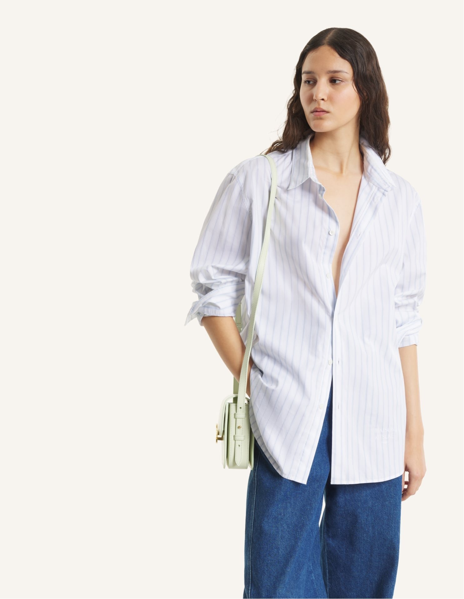 【SALE／50%OFF】Maison Kitsune (W)STRIPED BOYFRIEND SHIRT メゾン キツネ トップス シャツ・ブラウス ホワイト【送料無料】
