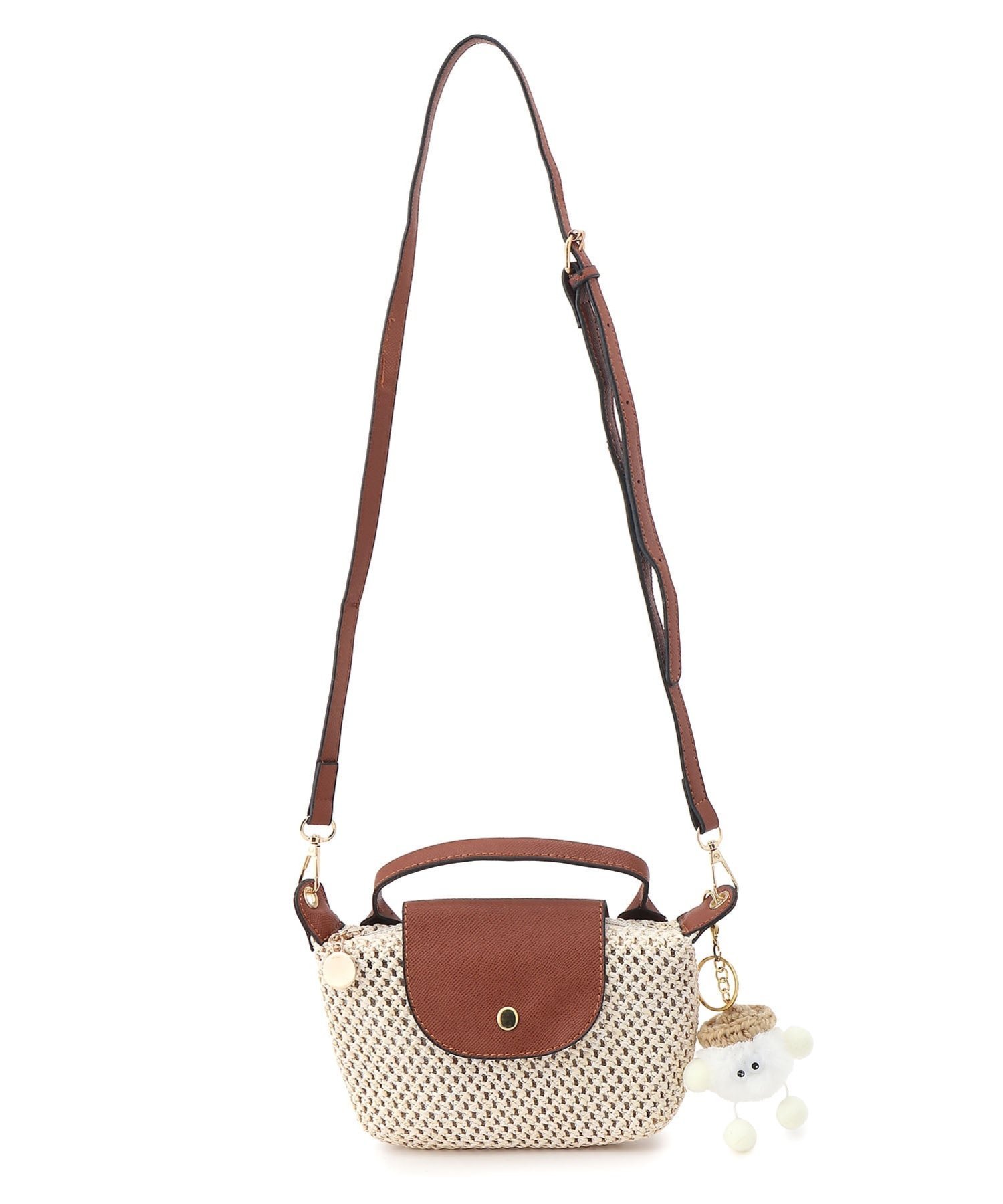 fiore fiore/(W)ストローかぶせ2Wayハンド ファッションバッグプラザ　ラミー バッグ ハンドバッグ ブラウン ベージュ