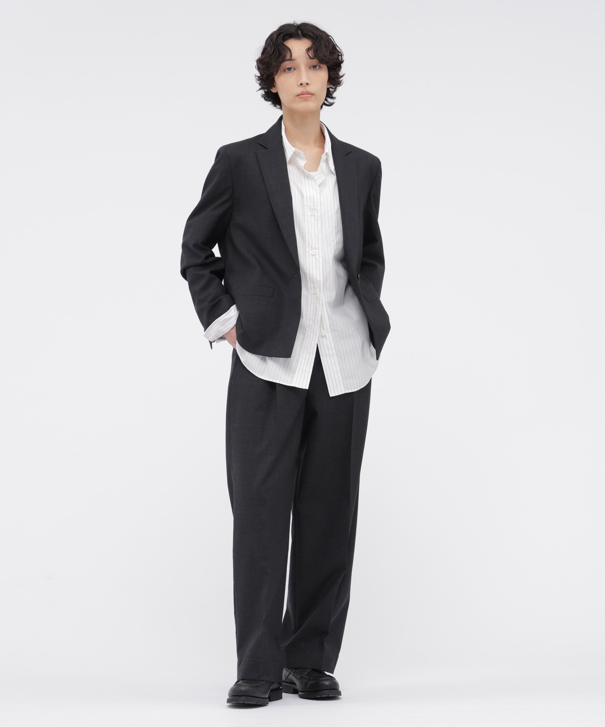 MARGARET HOWELL MUTED WOOL CHECK TROUSERS マーガレット・ハウエル パンツ その他のパンツ グレー