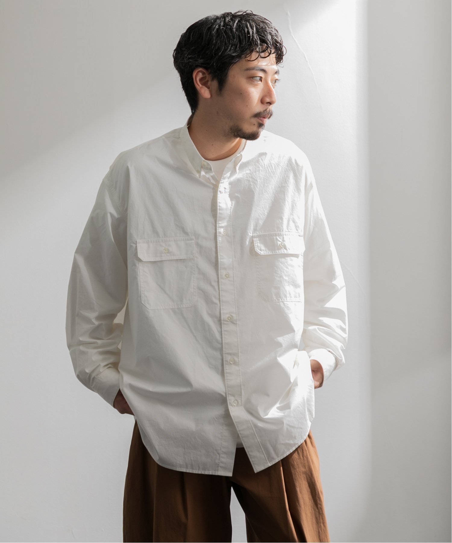 アメリカンラグシー 洋服 メンズ 【SALE／50%OFF】AMERICAN RAG CIE AMERICAN RAG CIE シャツ メンズ 長袖 トリプルステッチルーズフィットシャツ 22AW アメリカンラグシー トップス シャツ・ブラウス ホワイト ベージュ【送料無料】