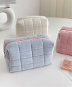 Pochi Pouch Pochi Pouch/(W)キルティングベロアパステルカラーポーチ チェルカ 財布・ポーチ・ケース ポーチ ホワイト ブルー ピンク