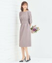 【SALE/55%OFF】DRESS+ フォーマル ワンピース オフィスカジュアル 袖あり ドレスプラス ワンピース・ドレス ドレス ベージュ ブラック グレー...