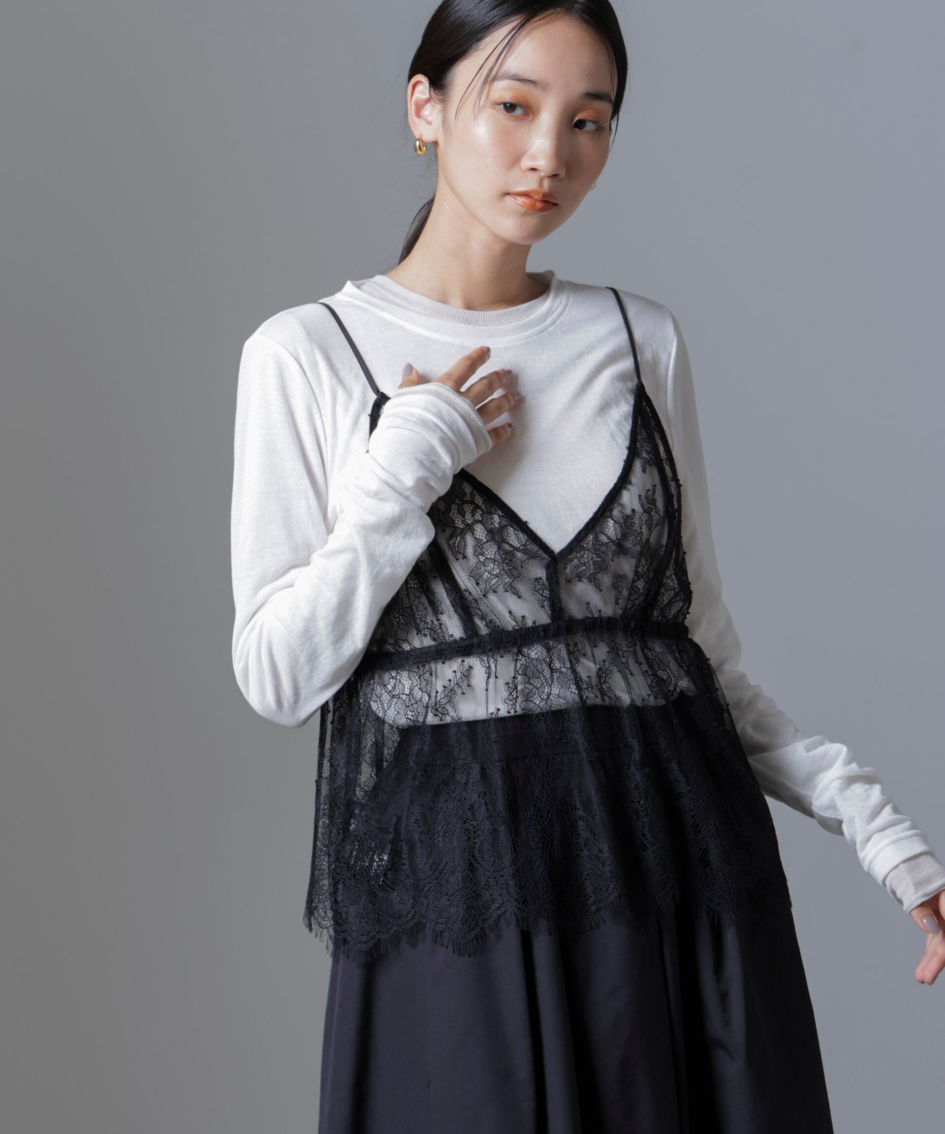【SALE／60%OFF】NANO universe レースキャミブラウス ナノユニバース トップス シャツ・ブラウス ブラウン ブラック stylife-14678409 Rakuten Fashion サンプル画像3