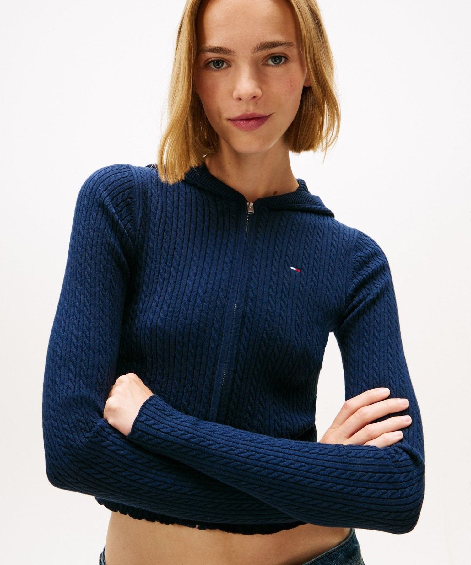 【SALE／50%OFF】TOMMY JEANS フードジップアップカーディガン トミーヒルフィガー トップス ニット ネイビー パープル【送料無料】