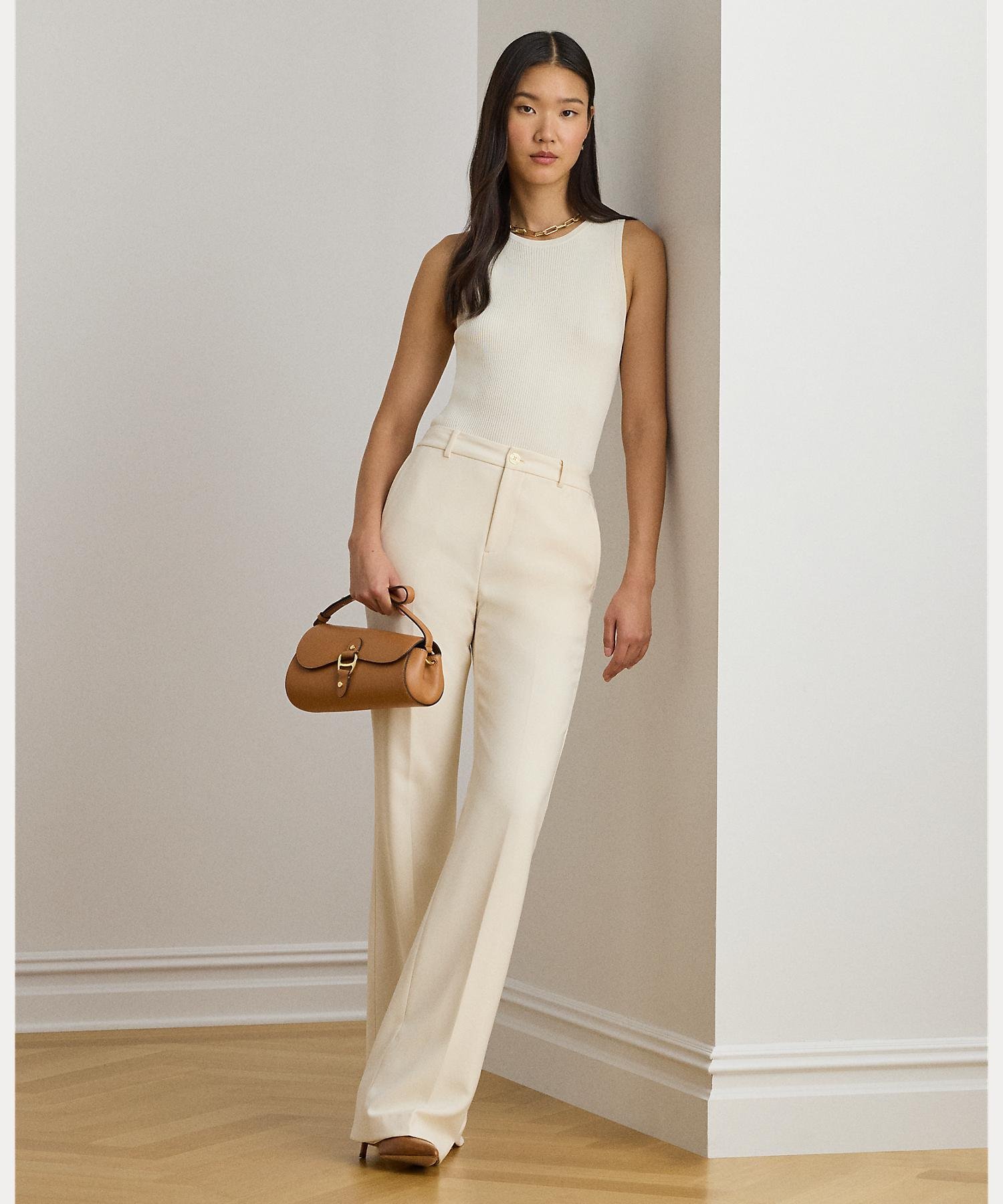 LAUREN RALPH LAUREN ストレッチ クレープ ストレート パンツ ラルフローレン パンツ その他のパンツ ベージュ【送料無料】