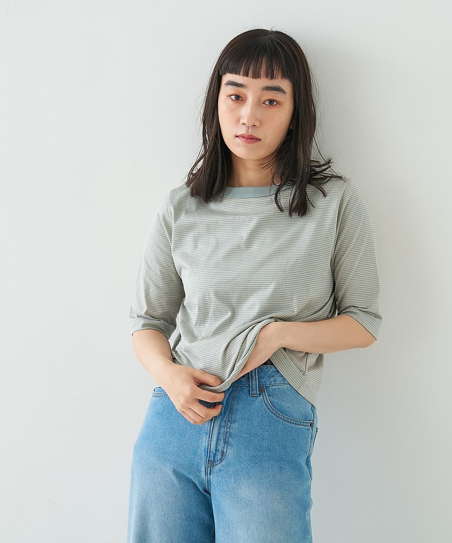 ベーシックコットンTシャツ 2 コレックス トップス カットソー・Tシャツ グリーン ベージュ ブルー