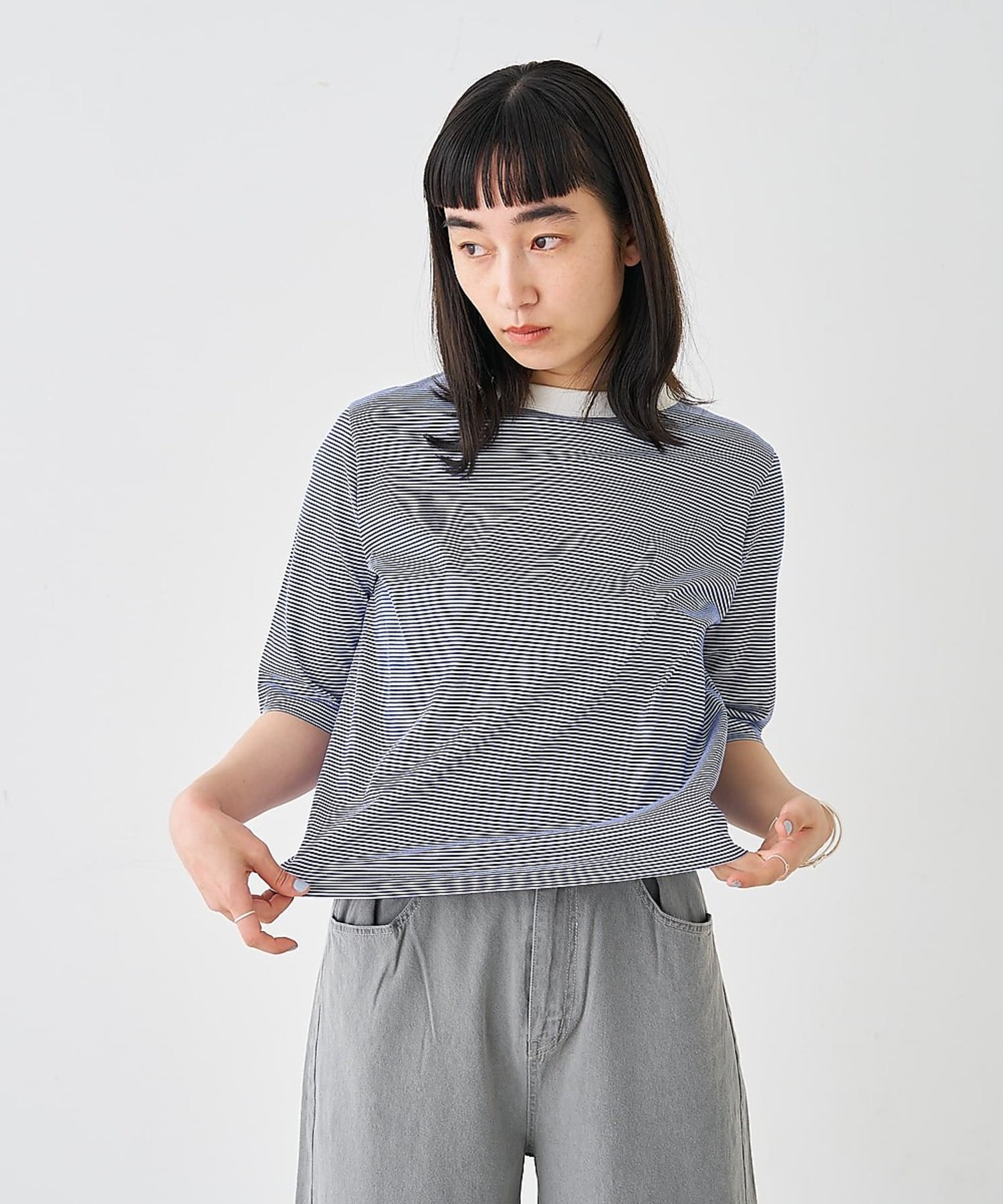 ベーシックコットンTシャツ 2 コレックス トップス カットソー・Tシャツ グリーン ベージュ ブルー