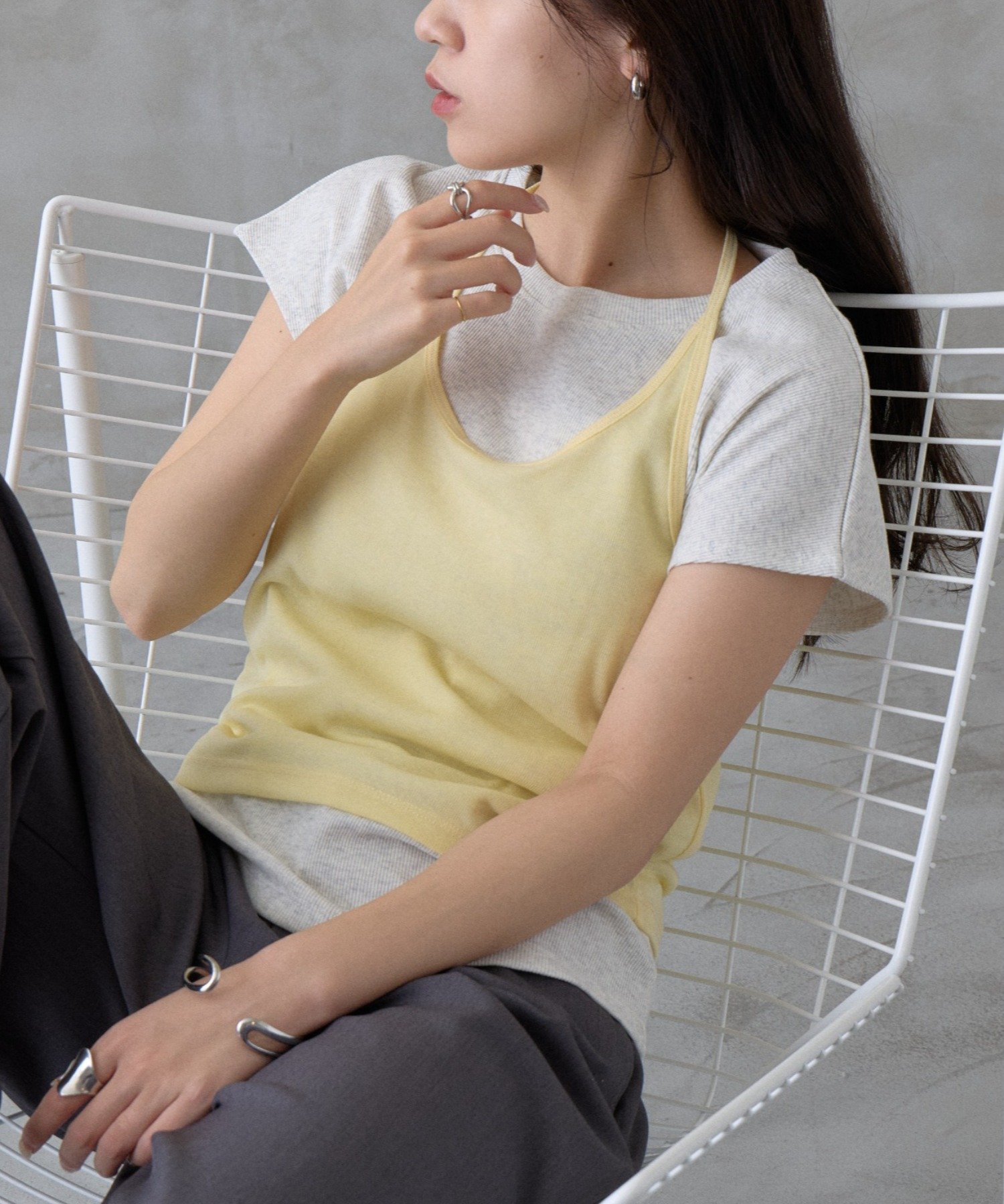 【PIKO企画/WEB限定】ホルターネックキャミソールレイヤードTシャツ コロニー トゥーワンスリーナイン トップス カットソー・Tシャツ ブラック ブラウン ネイビー イエロー グレー