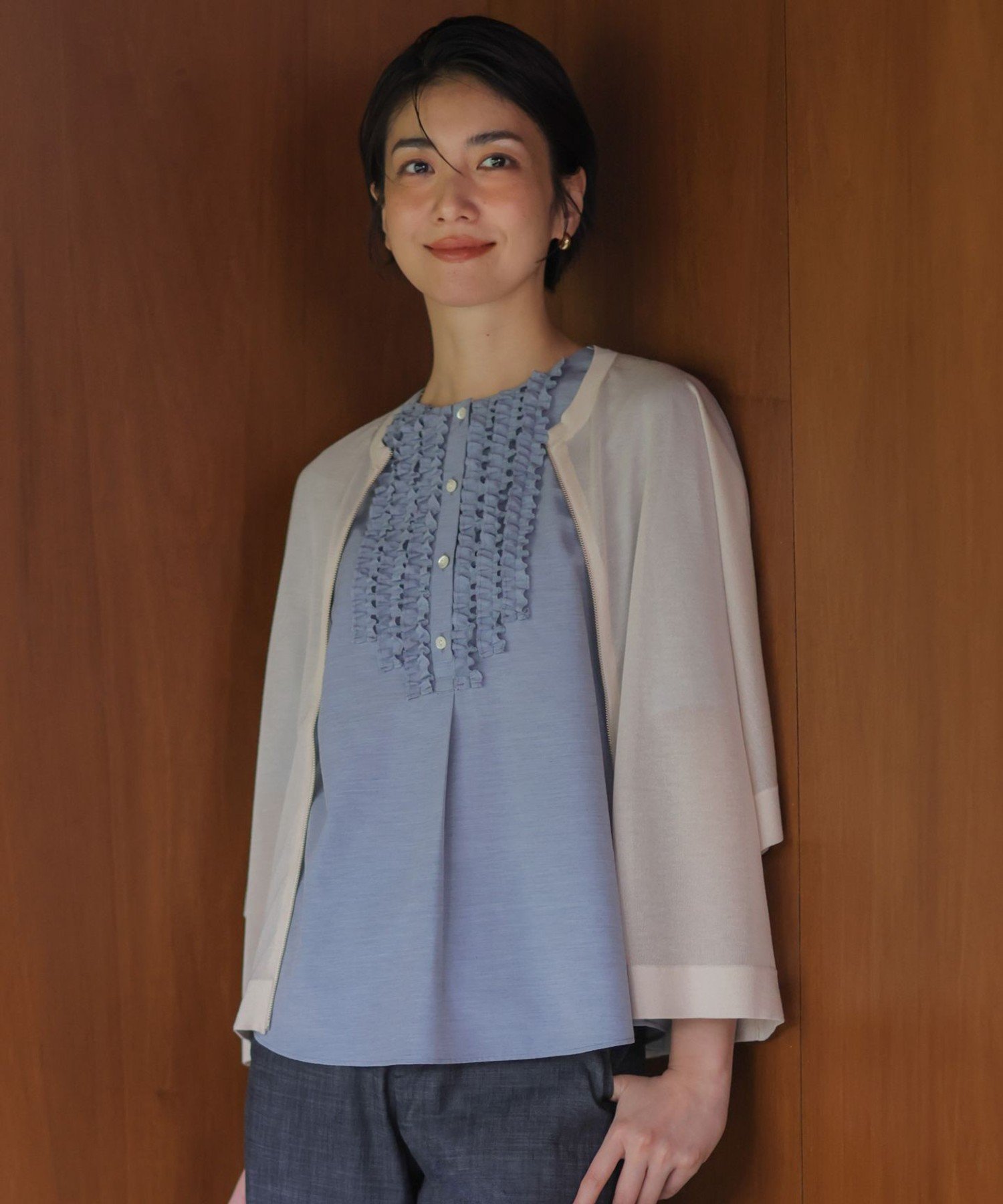 J.PRESS SHEER LIGHT KNIT ブルゾン ジェイプレス ジャケット・アウター ブルゾン・ジャンパー グレー ホワイト ブラック ネイビー