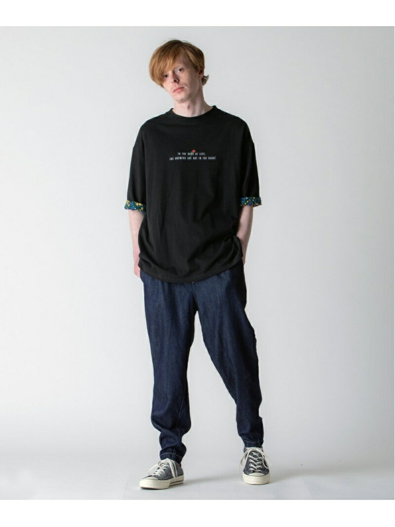 rehacer Two‐Ply sleeve CS レアセル トップス カットソー・Tシャツ ブラック ホワイト【送料無料】