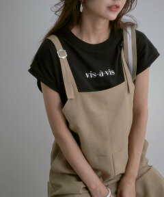 VIS 【WEB限定】フレンチスリーブロゴTシャツ ビス トップス その他のトップス ブラック ホワイト グリーン ピンク